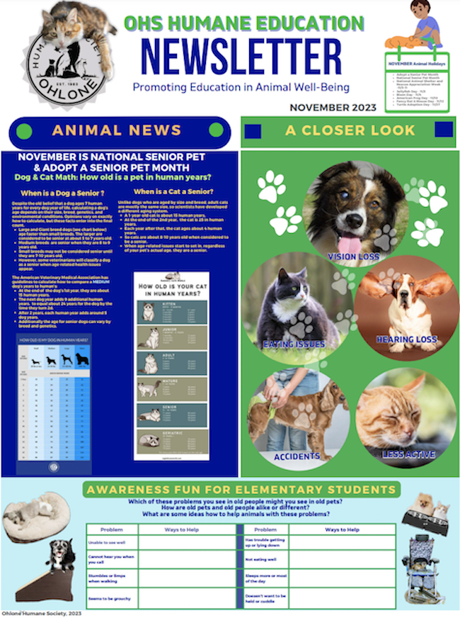 OHS Humane Ed Newsletter Nov 2023